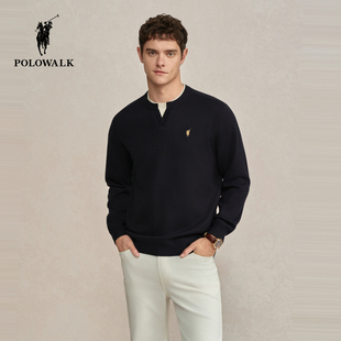 简约松弛风拼接圆V领百搭针织衫 POLOWALK男式 新品 2025冬季 针织衫