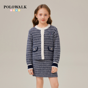 POLOWALK童装女童小香风套装2025秋季新品千金风优雅裙子女童套装