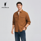 复古休闲通勤风翻领长袖 POLOWALK男式 新品 美式 衬衫 2026春季
