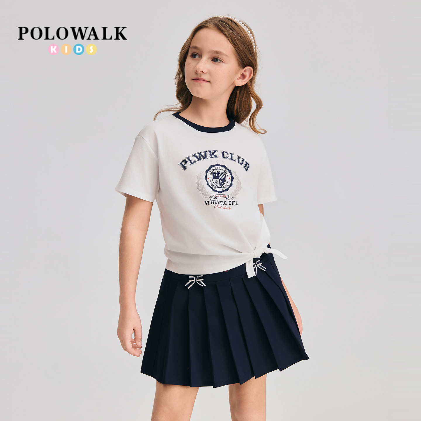 POLOWALK女童印花短袖T恤