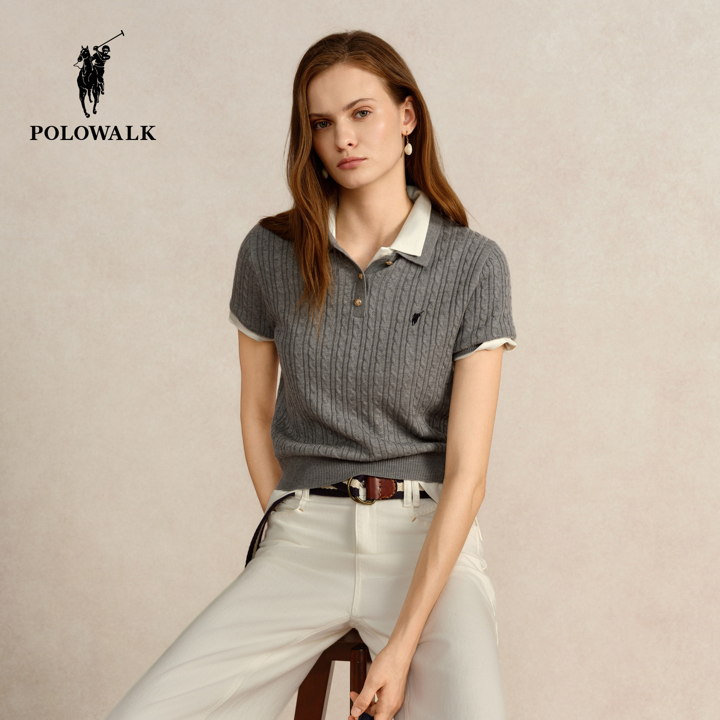 POLOWALK女式短袖针织衫
