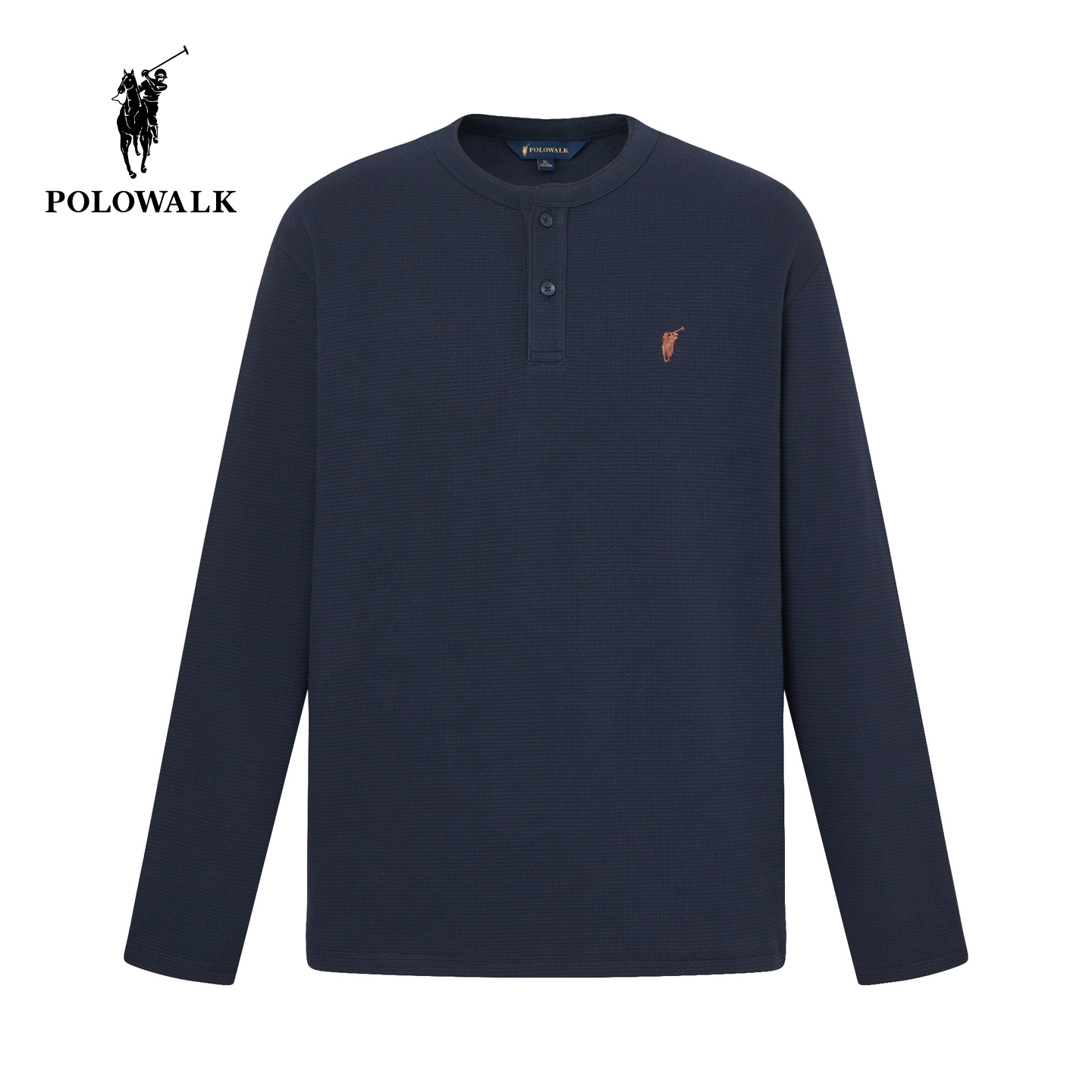 POLOWALK男式长袖T恤2025秋季新品简约休闲百搭圆领套头上衣男