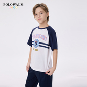 圆领撞色印花短袖 上衣 男童T恤2025夏季 新品 100棉 POLOWALK童装