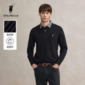 领口休闲包芯纱套头衫 POLOWALK男式 新品 假两件衬衫 针织衫 2025秋季