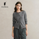 女士秋冬绞花长袖 POLOWALK针织衫 毛衣百搭通勤外套 100%绵羊毛