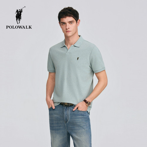 POLOWALK简约剪刀领短袖POLO衫