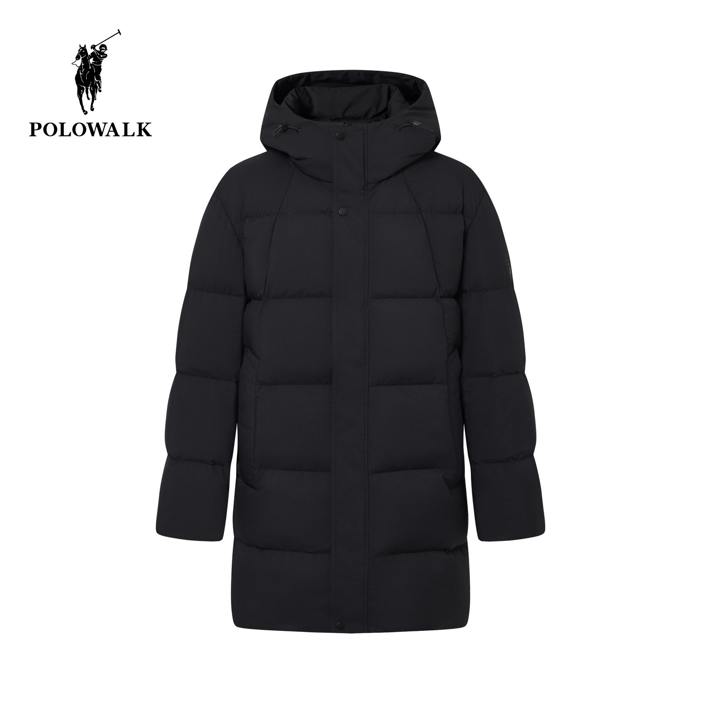【90鸭绒】POLOWALK男式羽绒服2026冬季连帽中长款纯色拉链外套