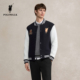 新品 POLOWALK男式 卫衣2025冬季 撞色潮流刺绣学院风棒球服外套
