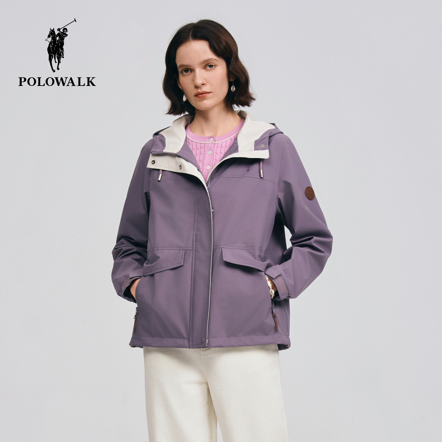 POLOWALK女士外套2026春季新品简约百搭显瘦连帽休闲通勤外套女装 - POLOWALK官方旗舰店出品