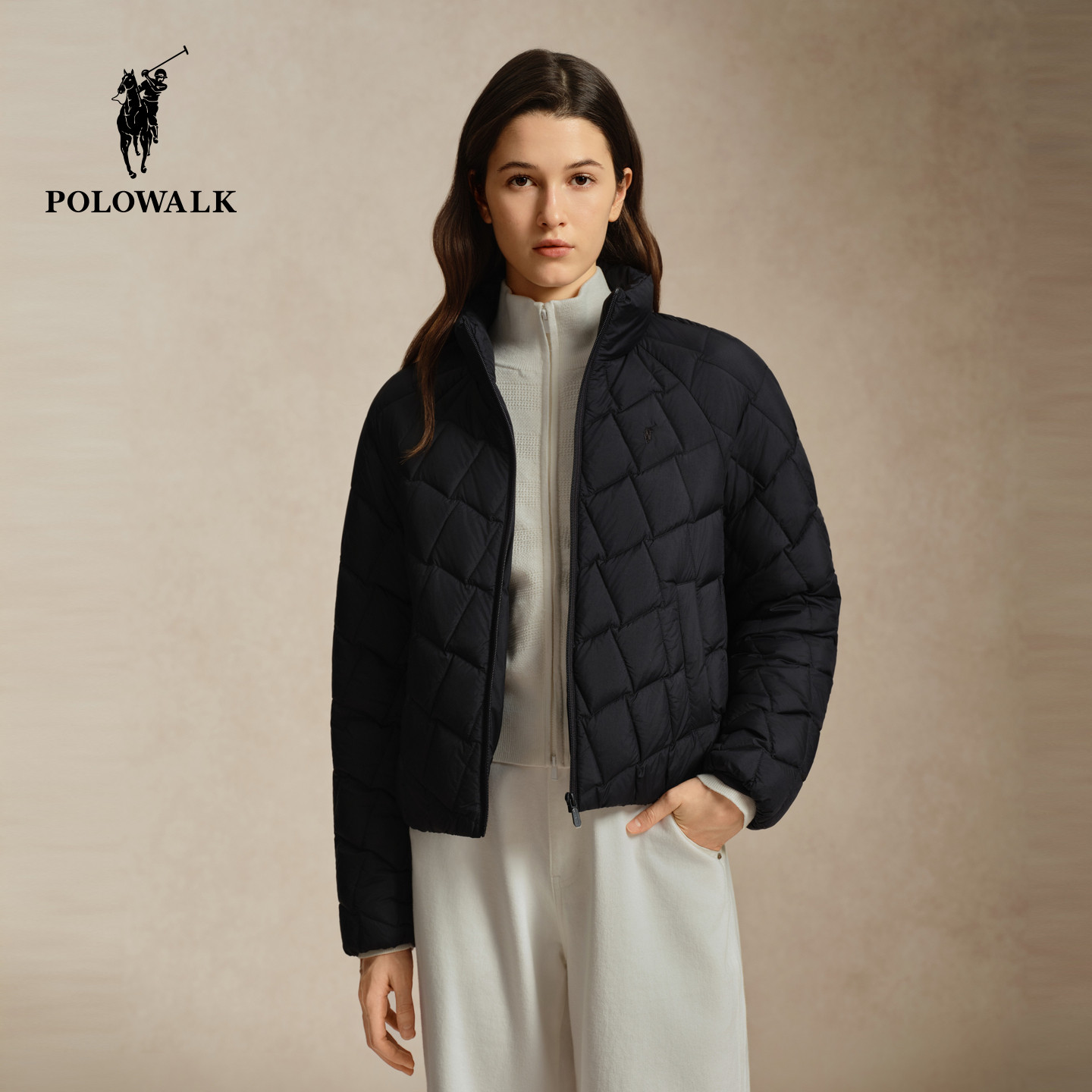 【90鸭绒】POLOWALK女式羽绒服2026冬季排骨衔缝轻薄胶囊系列外套
