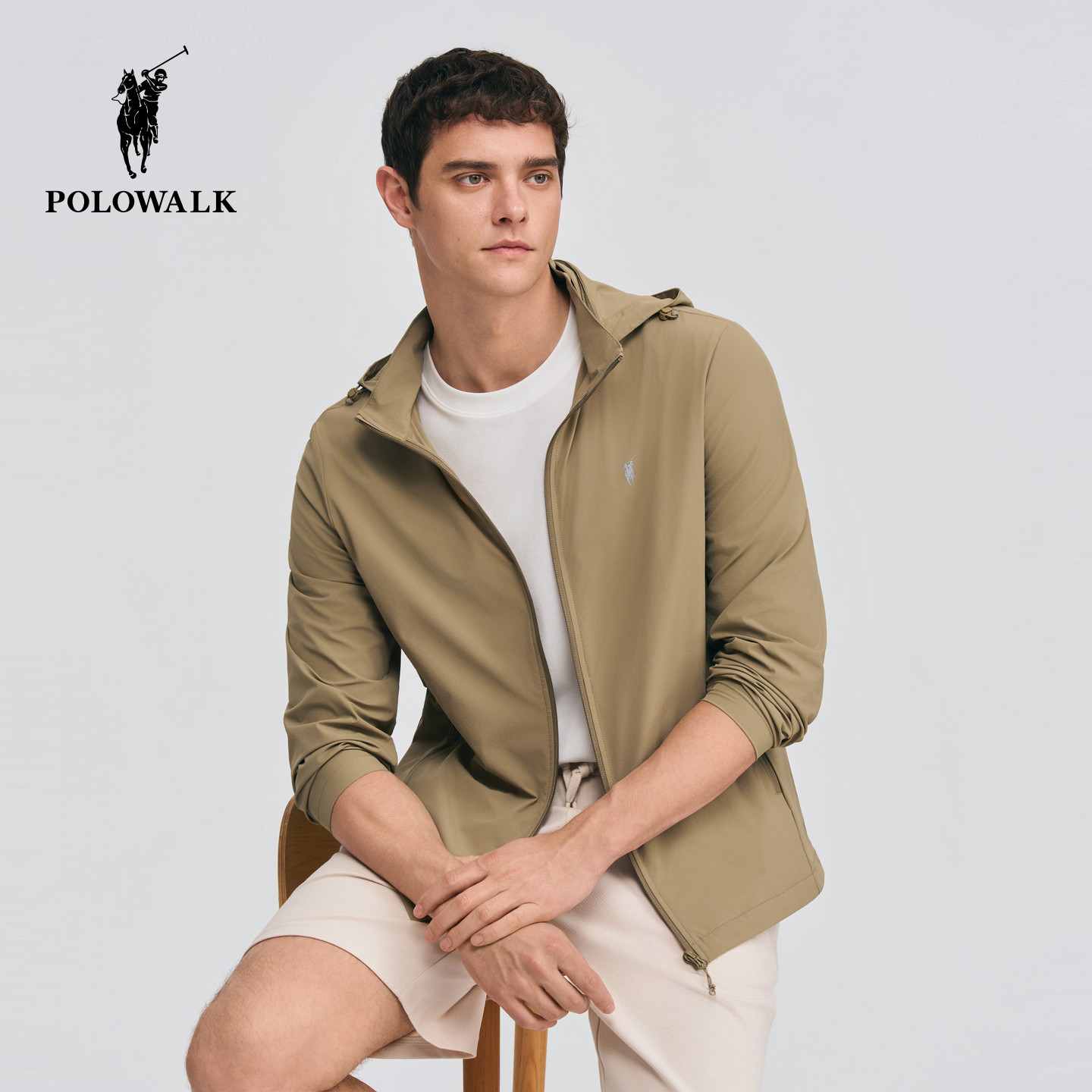 POLOWALK男式立领可脱帽防风衣图片