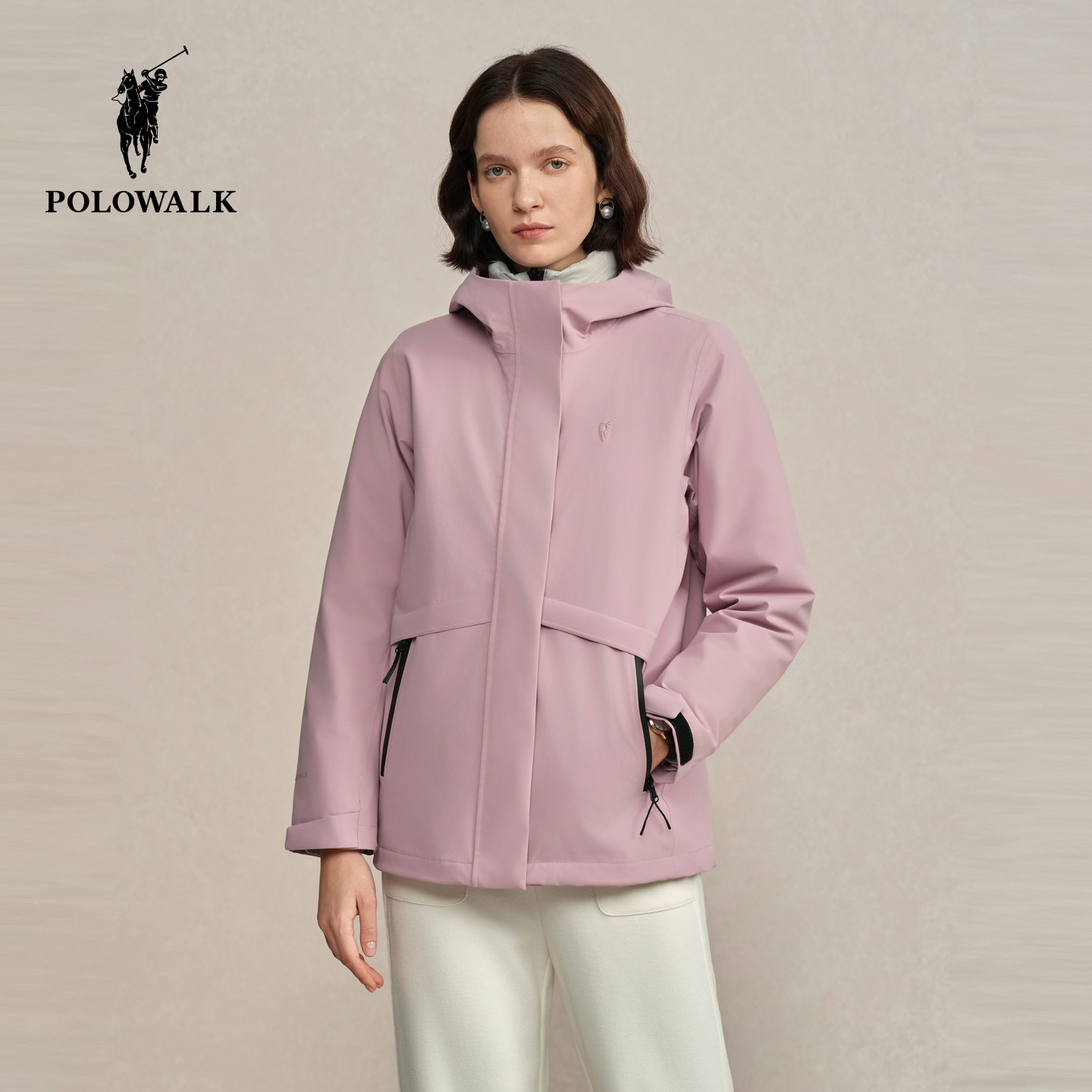 POLOWALK女式羽绒服2026冬季新品简约两件套保暖纯色时尚百搭外套