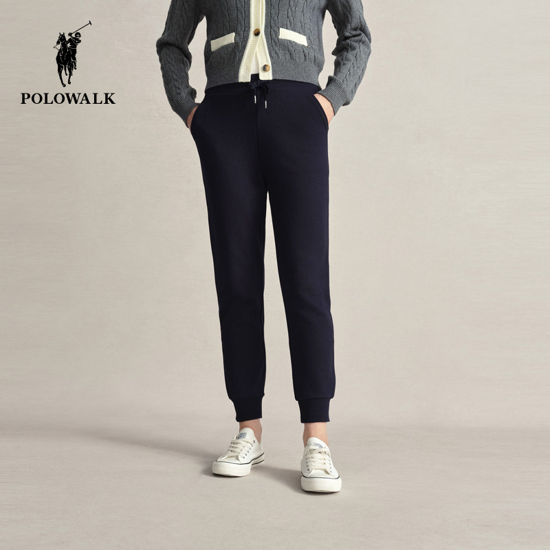 POLOWALK女式针织裤秋冬新品时尚通勤百搭裤装女束脚裤松紧潮