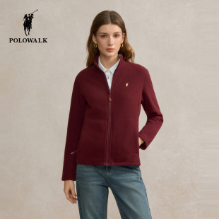 显瘦加绒女装 POLOWALK女式 简系立领修身 新品 通勤上衣 外套2025秋季