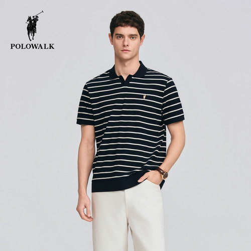 POLOWALK条纹短袖POLO衫