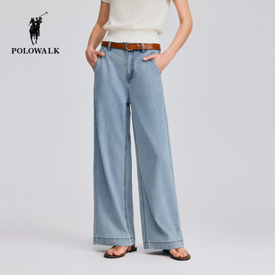 POLOWALK女装女式牛仔裤2026春夏裤新品经典直筒百搭显瘦阔腿长裤