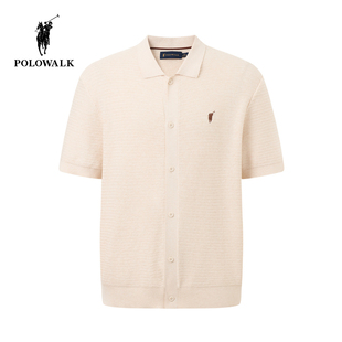 POLOWALK男式短袖针织衫2026春季新品男装简约POLO领短袖针织开衫