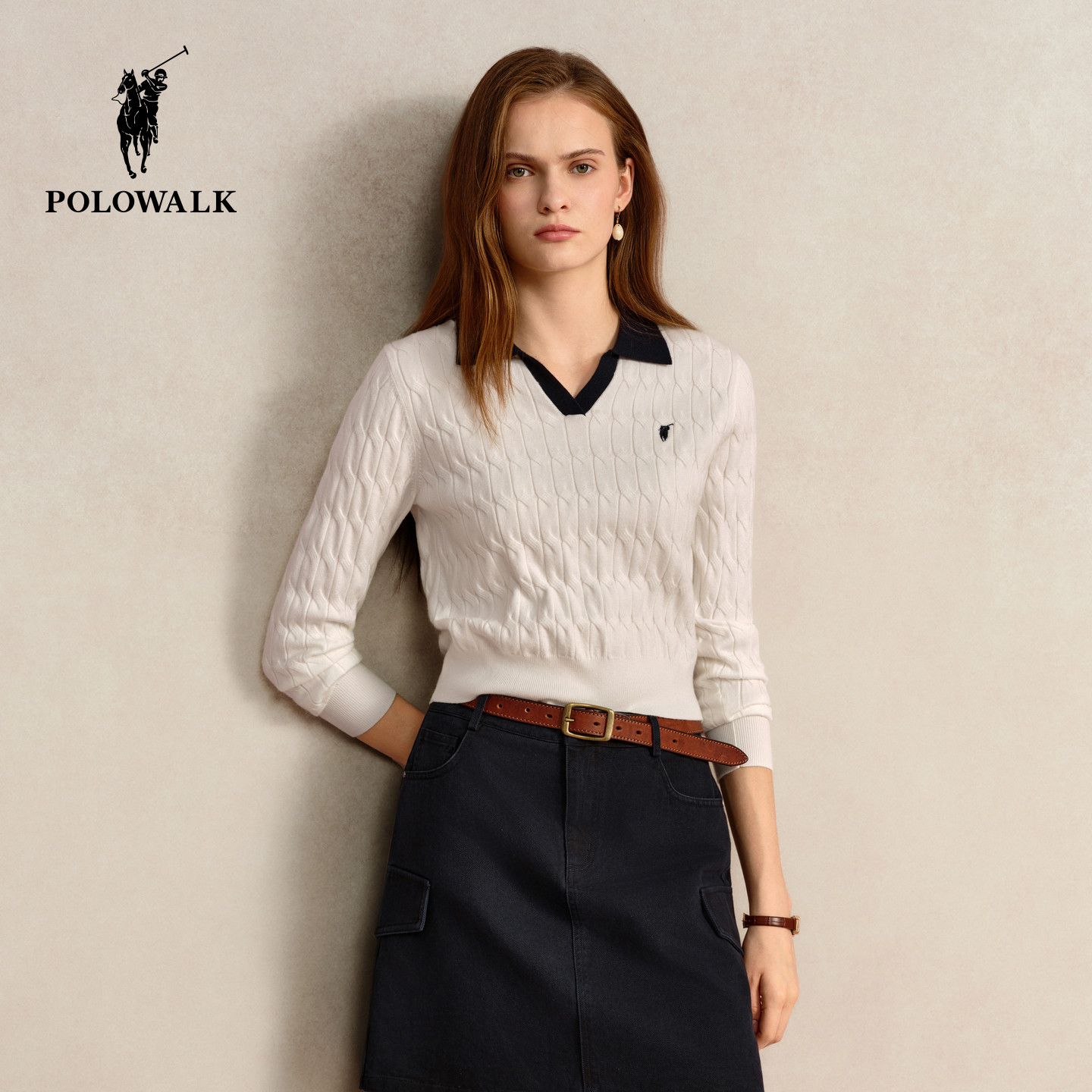 POLOWALK女式长袖针织衫