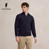 针织衫 2025秋季 新品 POLOWALK男式 商务休闲绞花立领显瘦套头针织衫