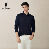 T恤春季 POLO长袖 POLOWALK男式 纯色刺绣百搭潮 7A抗菌