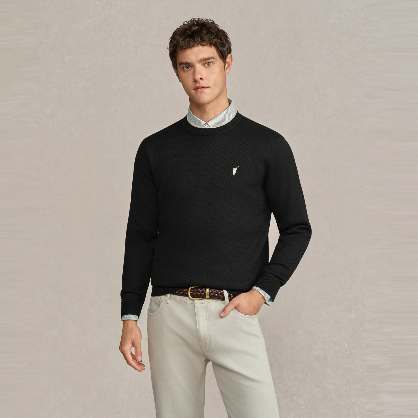 秋冬款男式圆领针织衫百搭通勤