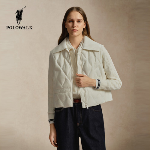 POLOWALK女式羽绒马夹2026冬季新品90鸭绒菱格衔缝翻领轻薄背心