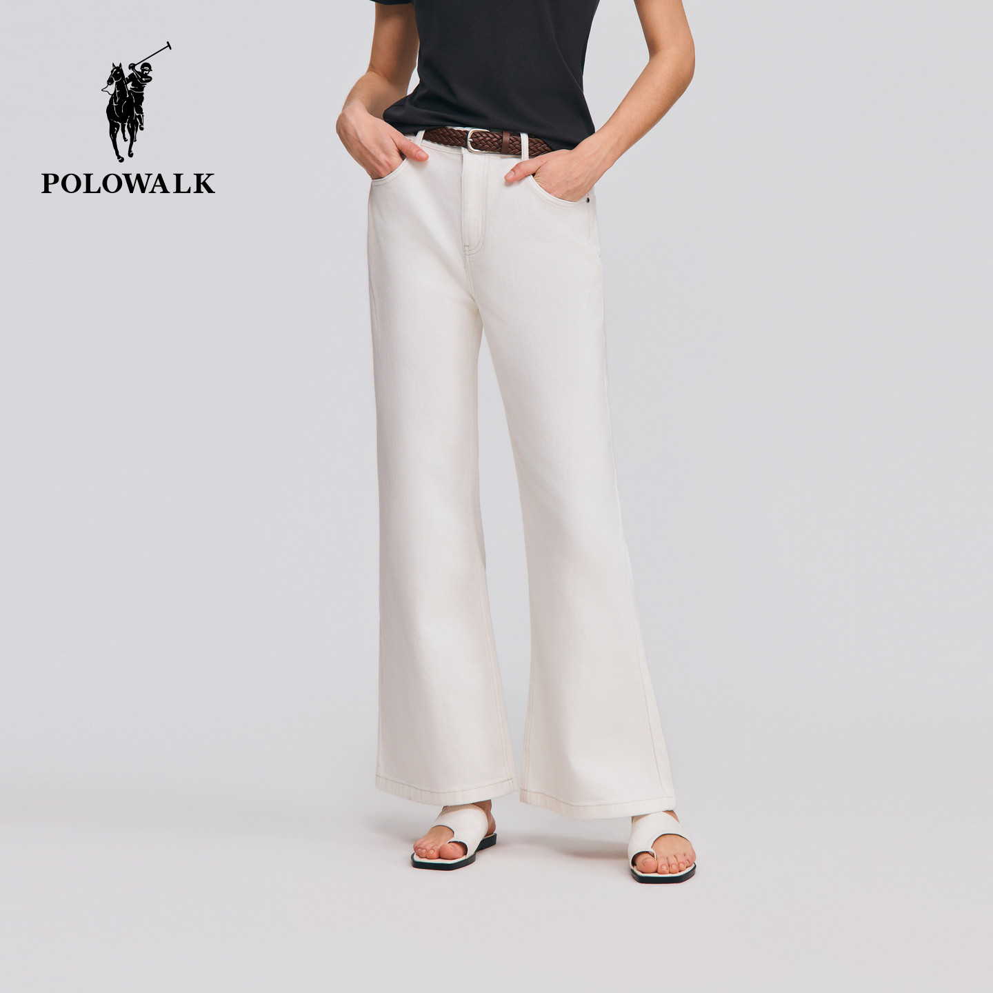 POLOWALK女式牛仔裤2026春夏裤新品经典百搭直筒显瘦时尚喇叭裤