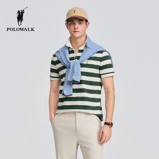 短袖 撞色条纹翻领套头短袖 POLO衫 新品 2026春季 POLOWALK男式