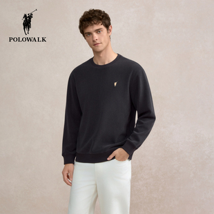 男式 POLOWALK男装 商务休闲圆领套头内搭打底衫 新品 卫衣2025秋季