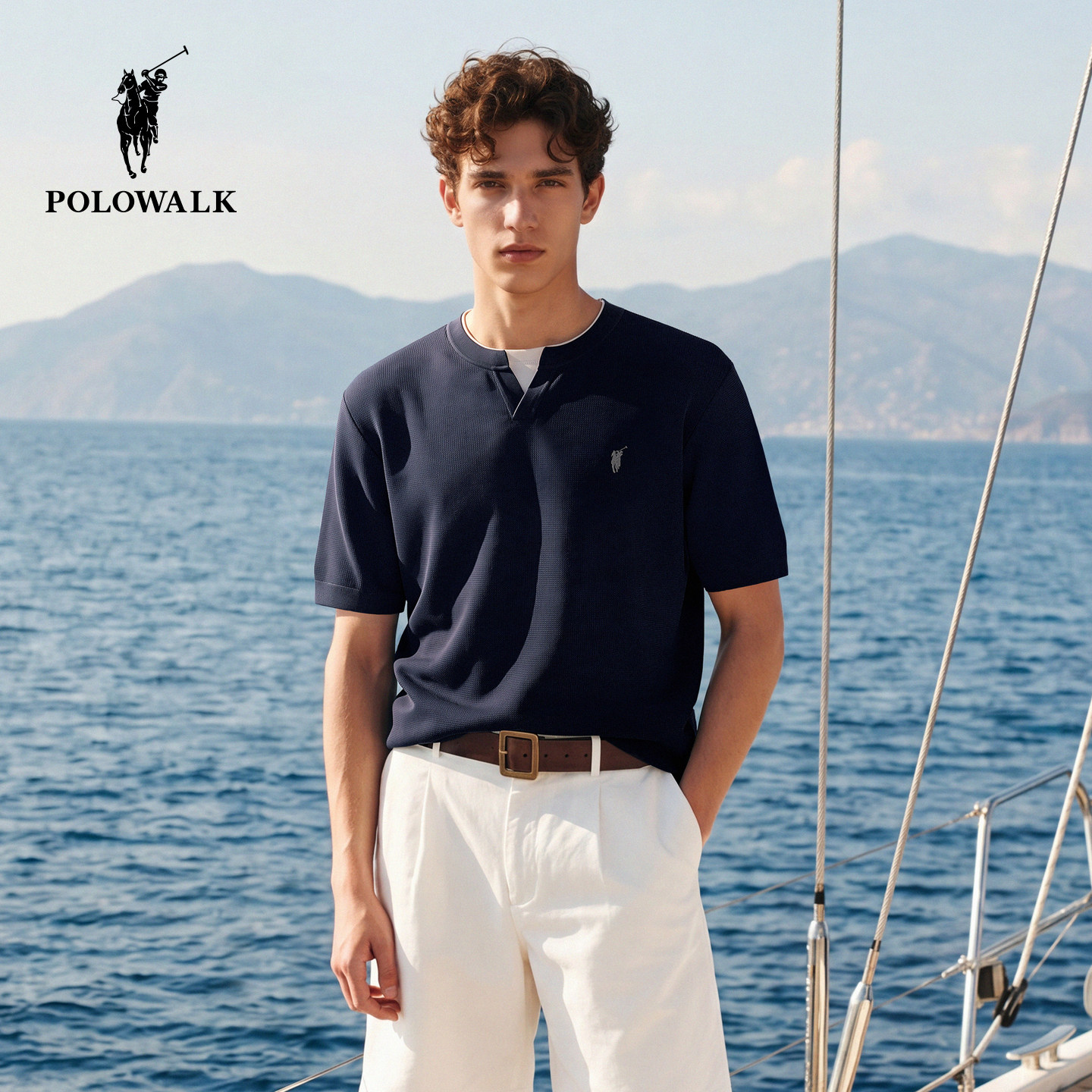 POLOWALK男式短袖针织衫图片