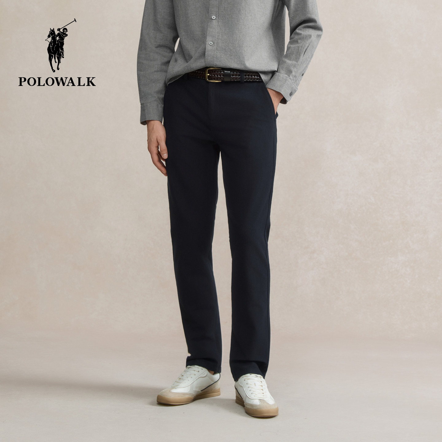 POLOWALK男式休闲裤男装2025秋冬裤新品经典商务休闲直筒修身长裤