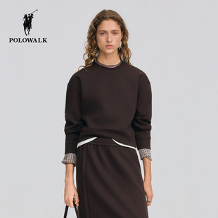 【套装】POLOWALK女式卫衣2026春季新品圆领短款卫衣休闲半身长裙