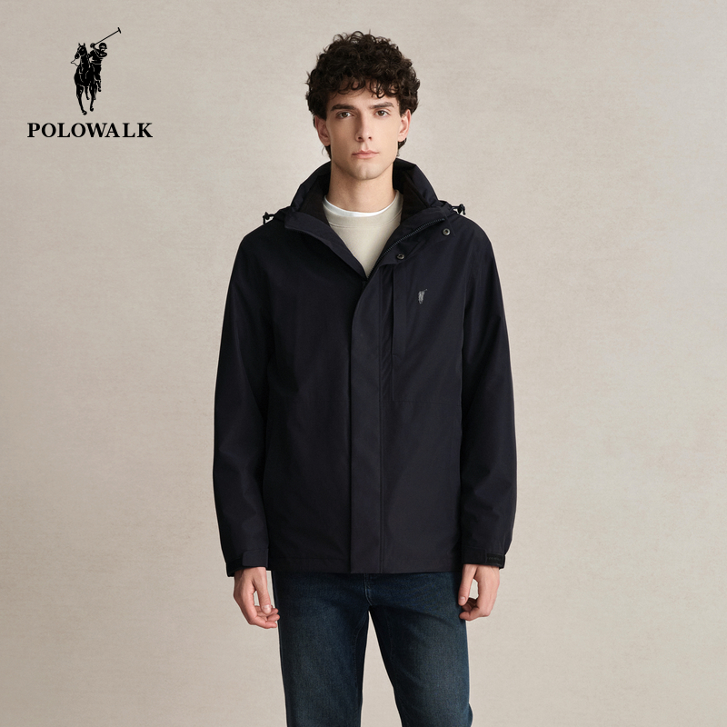 POLOWALK男士行政夹克秋冬新款连帽简约百搭外套户外休闲茄克