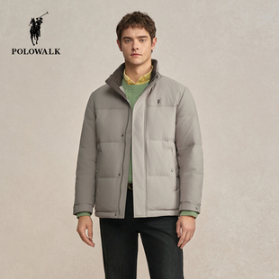 POLOWALK男式短款面包羽绒服2025冬季新品90鸭绒立领羽绒服外套