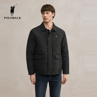商务绅士夹棉翻领休闲通勤外套男 新品 POLOWALK男式 茄克2025冬季