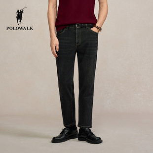 POLOWALK男式牛仔裤2026春季裤新品韩版直筒显腿长深色牛仔长裤子
