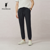 抽绳束脚长裤 POLOWALK男式 子 新品 纯色通勤百搭男裤 休闲裤 春夏裤