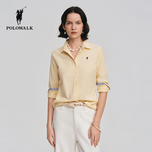 长袖 商务休闲通勤翻领长袖 衬衫 新品 衬衣女 2026春季 POLOWALK女式
