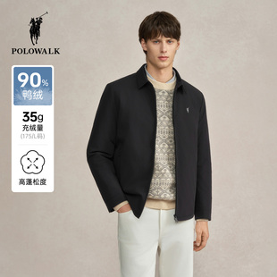 90鸭绒简约百搭翻领行政保暖外套 新品 POLOWALK男式 羽绒服2025冬季