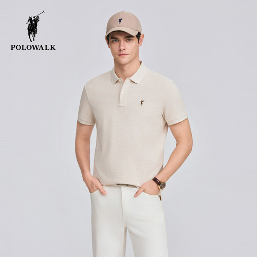 POLOWALK男式POLO衫净色花纱
