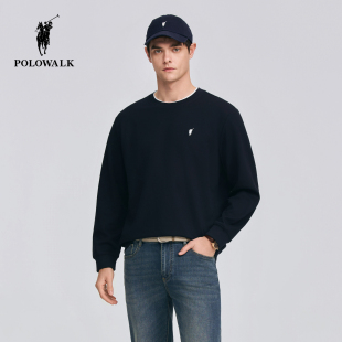 长袖 双层领休闲百搭通勤长袖 T恤2026春季 男装 T恤 新品 POLOWALK男式