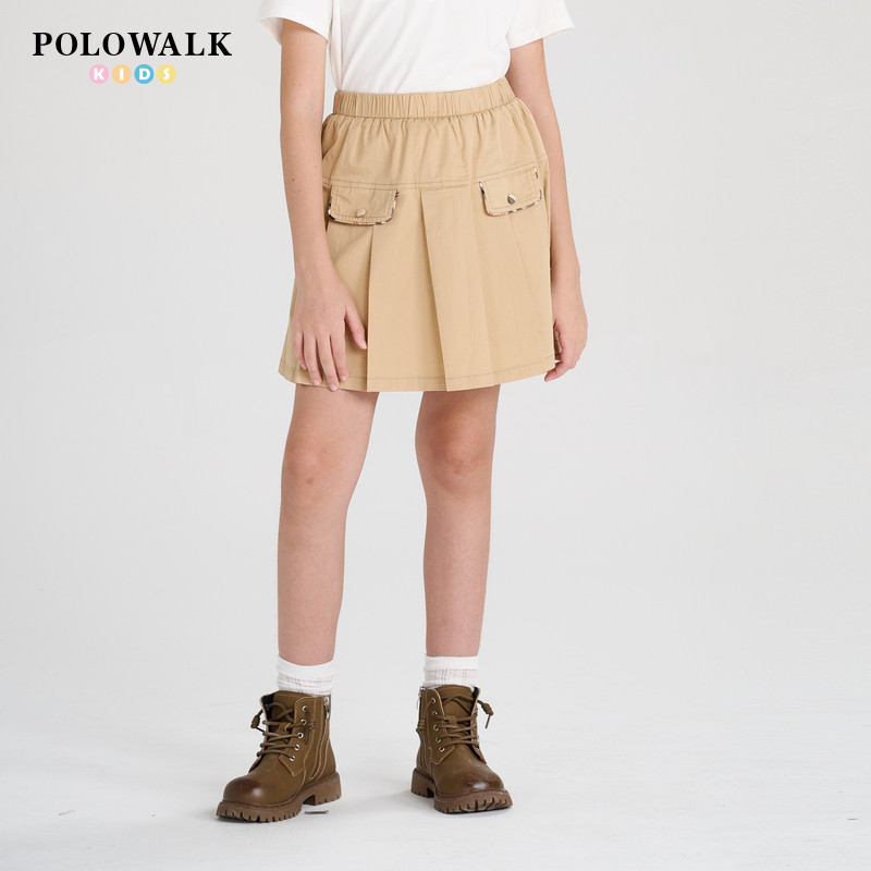 POLOWALK童装夏季时尚百搭松紧腰半身裙女童百褶裙裙子俏皮时尚