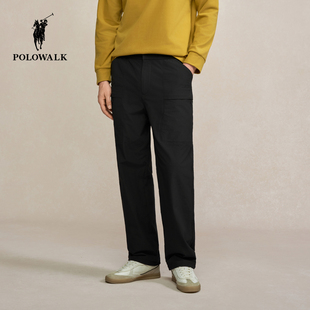 百搭通勤松紧腰直筒休闲长裤 POLOWALK男式 新品 2025秋冬裤 子 休闲裤