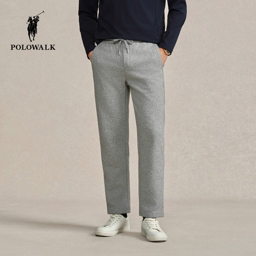 POLOWALK男式针织裤2025秋冬裤新品休闲通勤松紧腰加绒针织长裤男