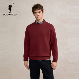 POLOWALK男装卫衣2025秋季新品商务绅士简系休闲套头长袖上衣男式