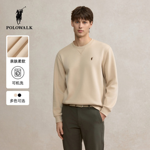 POLOWALK男式卫衣2025冬季新品简约时尚圆领舒适直筒套头男装卫衣
