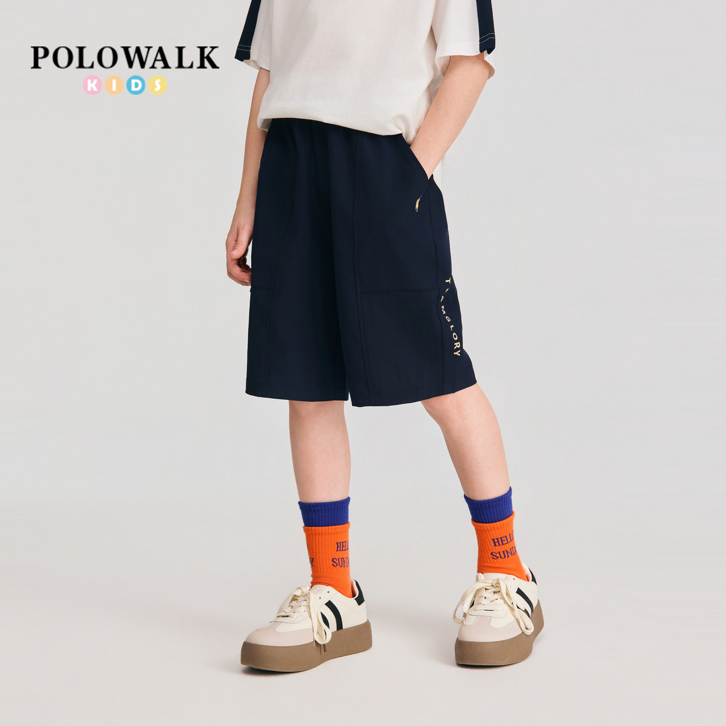 POLOWALK男童净色中裤