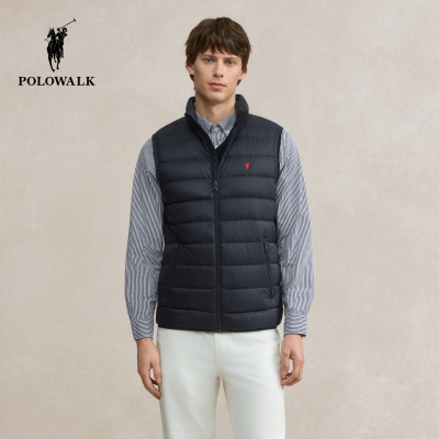 POLOWALK男式羽绒马夹2025冬季新品休闲百搭保暖马甲90鸭绒背心男