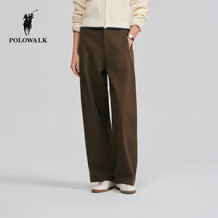 休闲裤 POLOWALK女式 2026春夏裤 新品 简约长裤 复古弯刀裤 100%棉