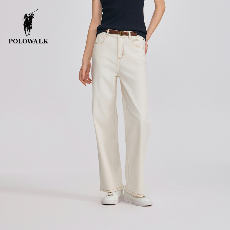 POLOWALK女式牛仔裤春季裤新品休闲百搭直筒裤潮流女装长裤子